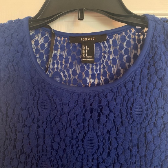 BLUE LACE MINI DRESS KEYHOLE BACK - Picture 2 of 3